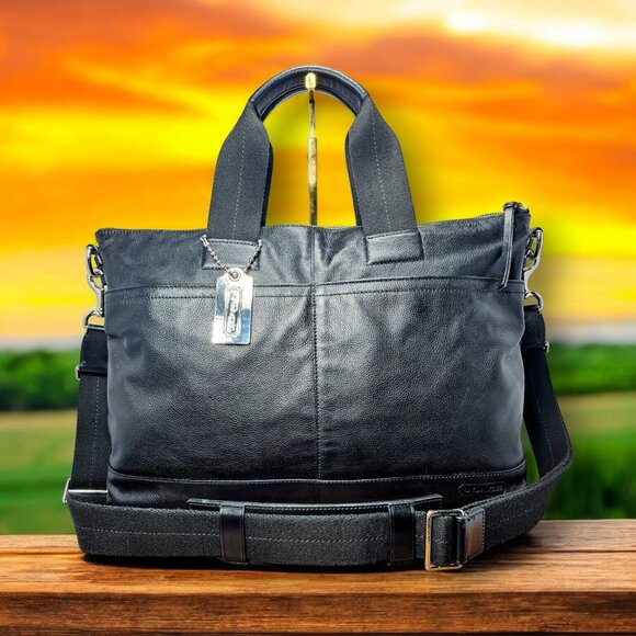 Coach Thompson Urban Commuter Black Leather Business Bag 2011 - Style 70490 - Picture 1 of 16